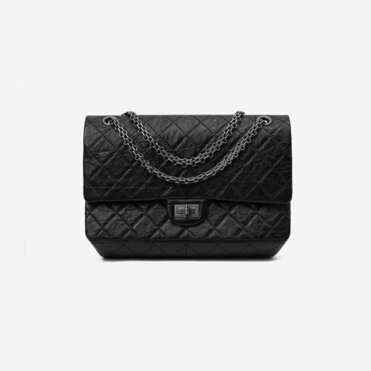 코코 Chanel 2.55 so Black 소 블랙 페이턴트 카프스킨, 블랙 메탈 B02281